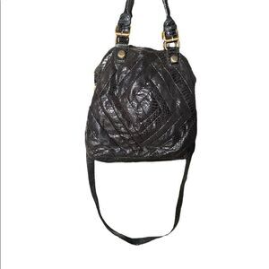 Carlos by Carlos Santana Black Snakeskin Purse Bag Crossbody Shoulder Strap Zip 